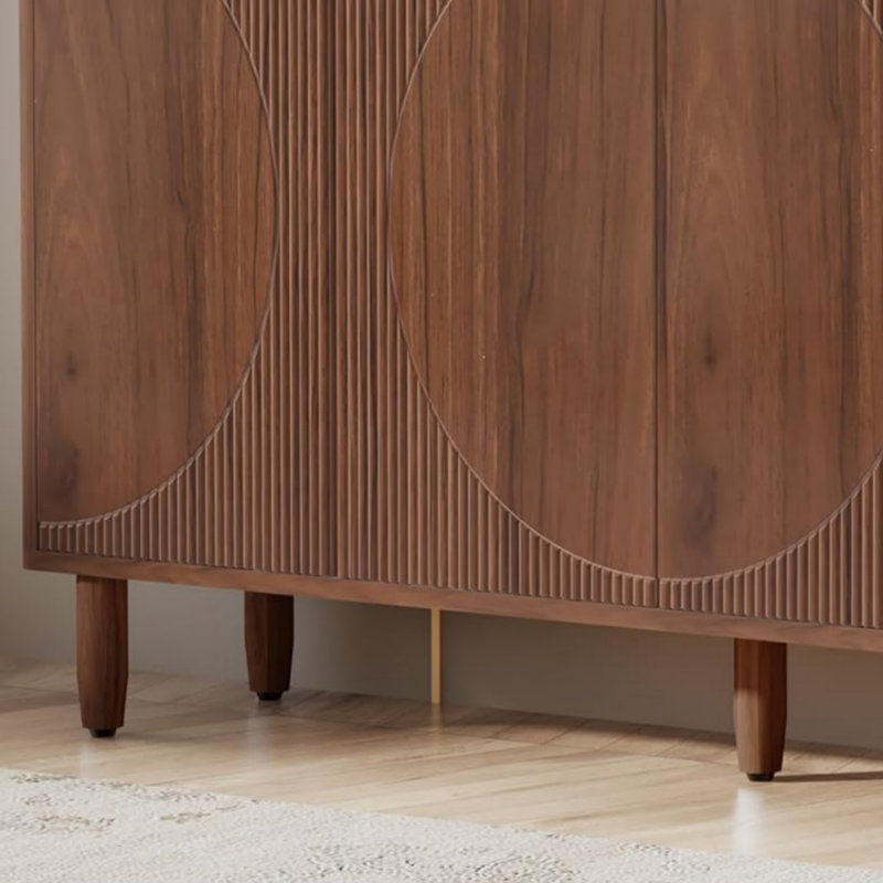 Buffet 59,9 pouces à cannelures 59 po avec porte symétrique en demi-cercle et crédence pour la cuisine