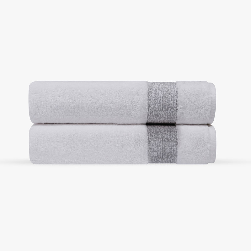 Jonnae 2 pcs Turkish Bath Sheet Towels Set, Silver