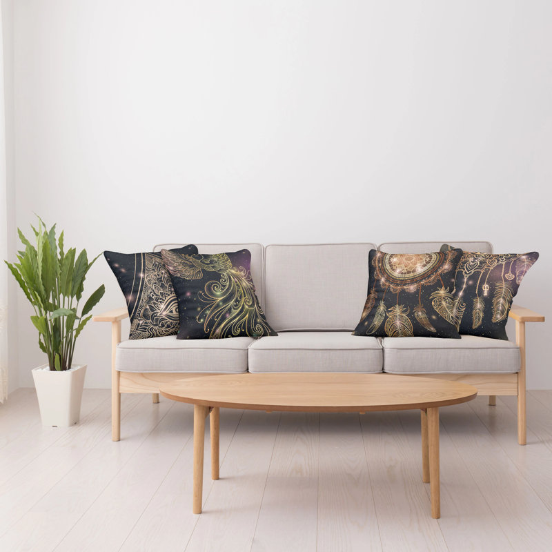 Ensemble de housse de coussin carré fantaisie 4 pièces, 24" X 24"