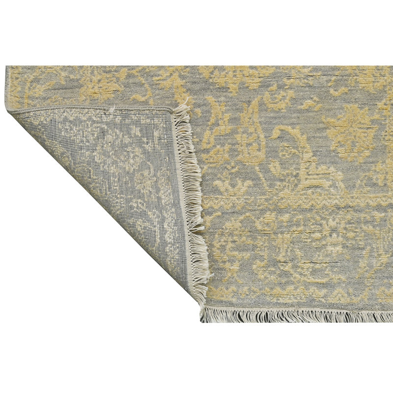 Tapis argenté et doré de haute qualité noué à la main