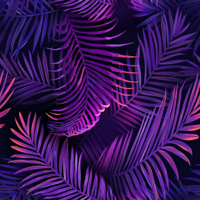 Feuilles de palmier tropicales au néon