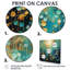 Flore abstraite sous-marine dans les tons de bleu océan - salon d'art mural plage et océan-1063857004-1063857003