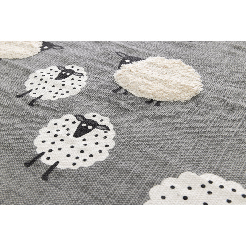 Mysha Sheep Childrens Area Rug, Rectangle 75 x 150cm
