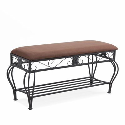 Credle Fabric+Metal Upholstered Storage Bench