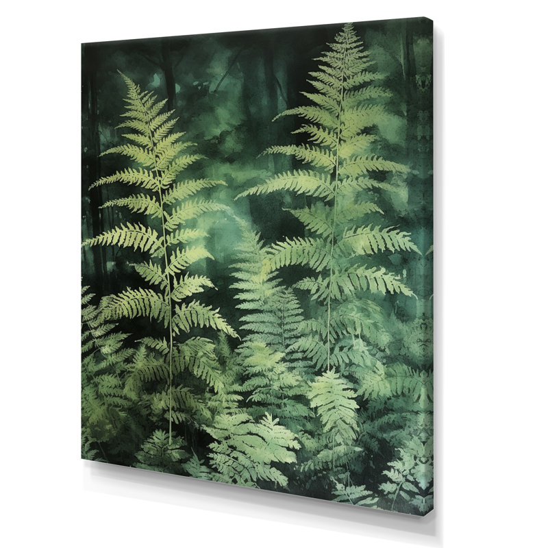 Fougère verte IV sur toile, H 20 po x l 12 po x P 1 po, Toile tendue