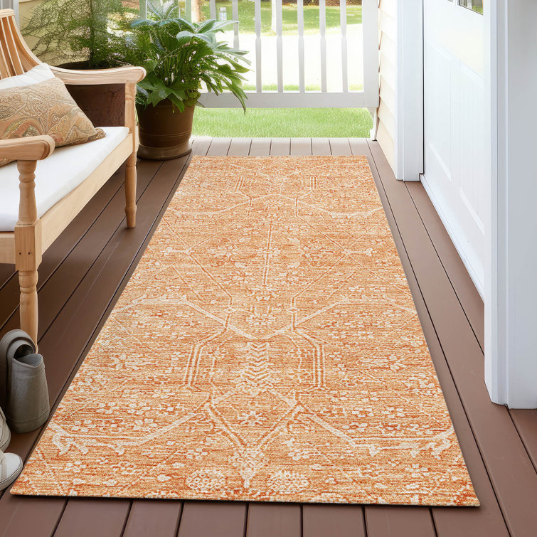 Machine Washable Indoor/Outdoor Claudian ACN1224 Salmon Rug