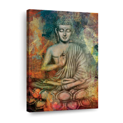 Bouddha assis en couleurs sur toile