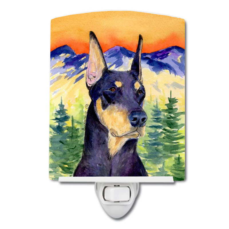 Éclairage de nuit en céramique doberman
