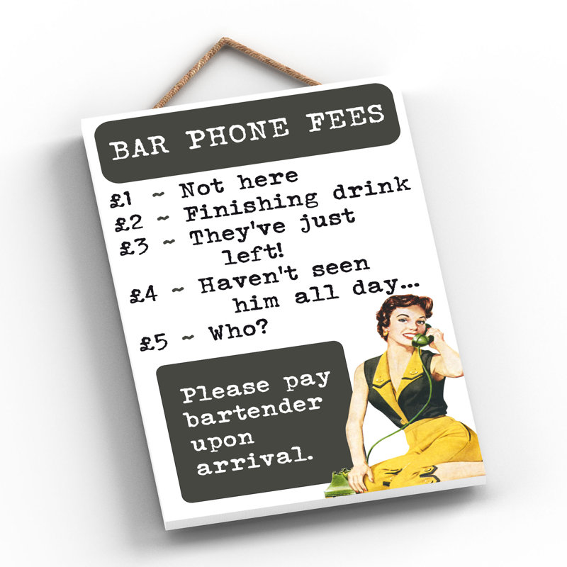 Bar Phone Fees - Print on MDF