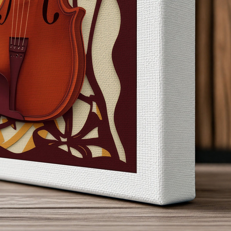 Violin and Music Art Deco - Wrapped Canvas, 18x12 - 45.7 x 30.5 cm, White Border