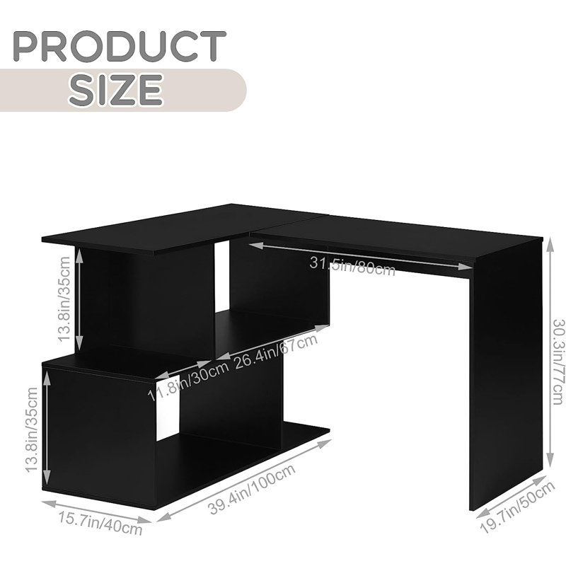 L-Shaped Computer Desk, Black