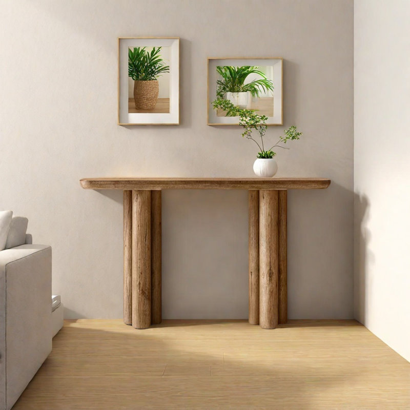 Rural Retro Minimalist Console Table, Dark Brown Wood