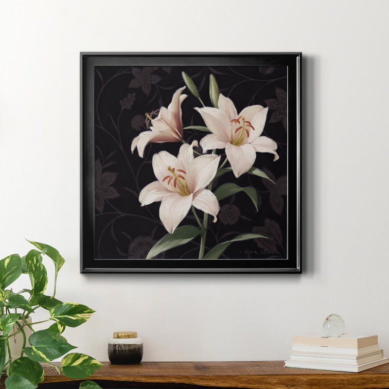 Lily Elegante - peinture sur toile encadrée, H 30,5 po x l 30,5 po x P 1,5 po, Noir