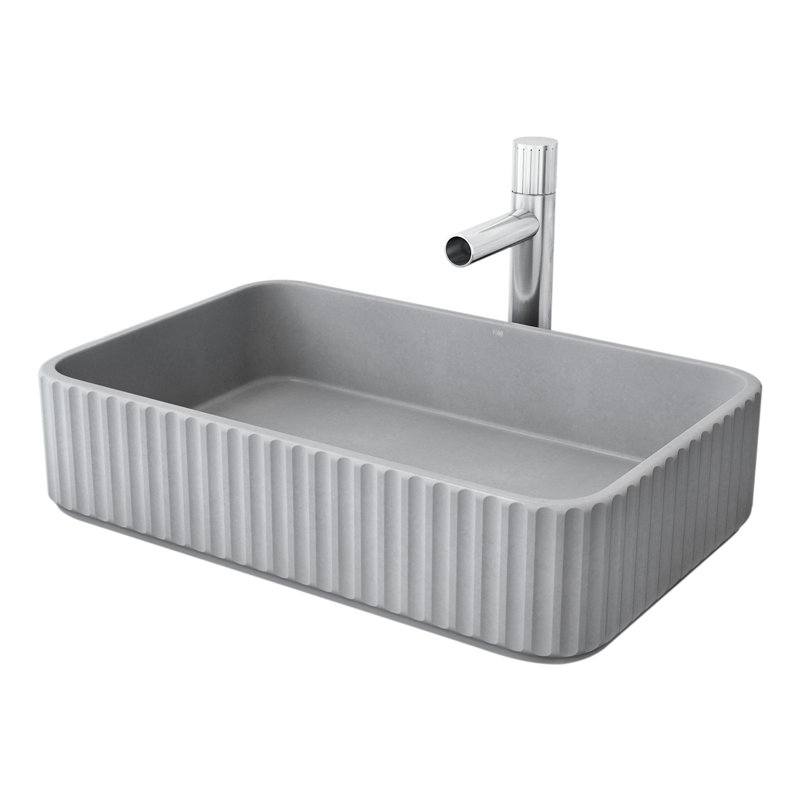 Lavabo de salle de bain vasque rectangulaire en béton avec robinet H 11 po L 21 po x l 14 po x H 5 po Windsor