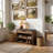 Storage Bench With PU Leather Seat Cushion | Hidden Top Compartment & 2 Open Shoe Shelves-1689294169