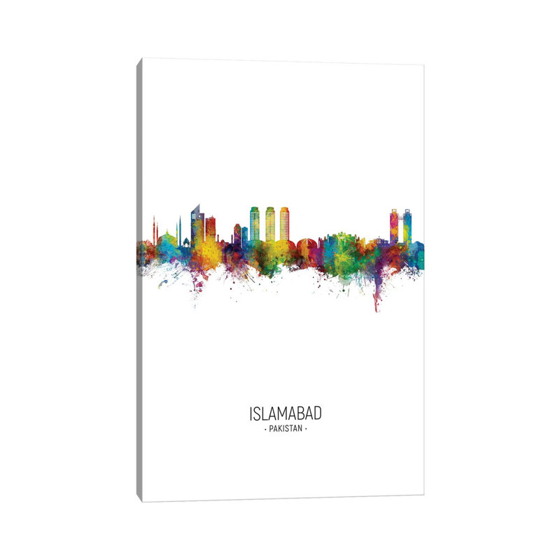 Islamabad Pakistan Skyline Portrait by Michael Tompsett - Wrapped Canvas Print, 66.04 cm H x 45.72 cm W
