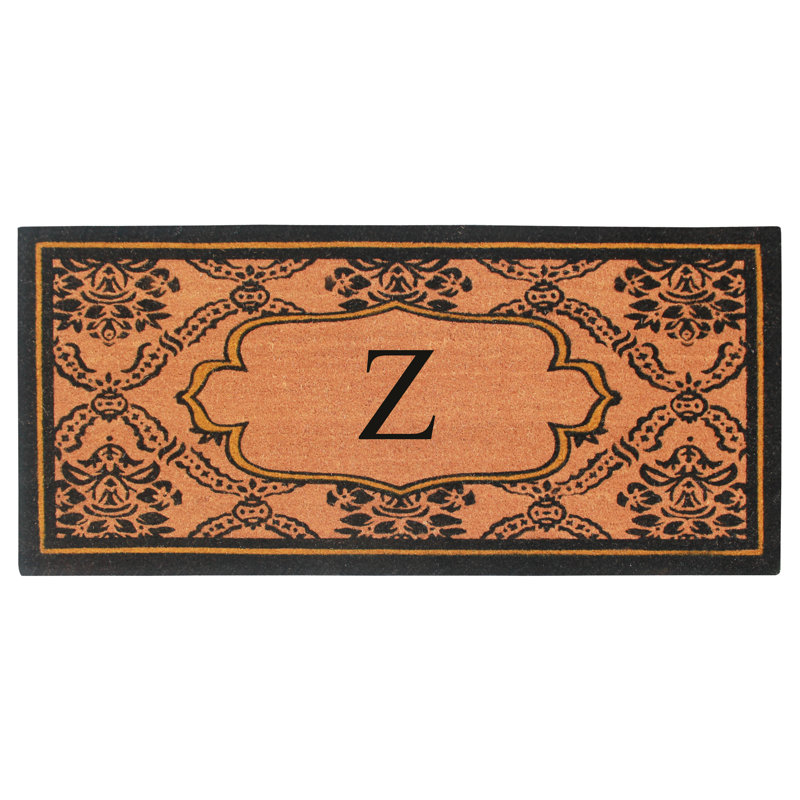 Senn Monogrammed Natural Coir Door Mat – Ornate Scrollwork Design, 30" × 60", Heavy-Duty, Durable & Easy to Clean, Z