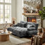 Ensemble de canapé Cloud 2 places en chenille avec 2 repose-pieds, canapé de salon à assise profonde et coussins, gris anthracite-2026522432