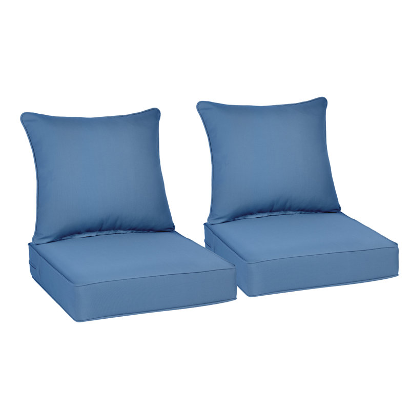 Ensemble de coussins de siège d'extérieur, Bleu très foncé, L 24 po x P 24 po