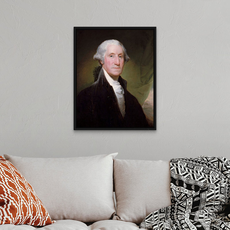 " George Washington " by Gilbert Stuart, Black Framed, 32" H x 26" W x 1.75" D