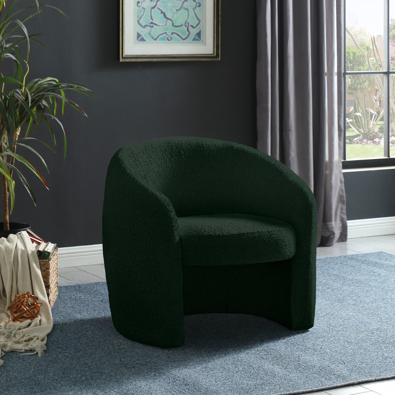 Fauteuil demi-tonneau de 33,5 po de largeur, Tissu bouclé vert