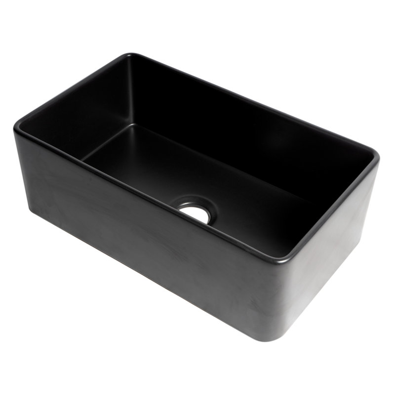 30'' L Single Bowl Fireclay Kitchen Sink, Black 