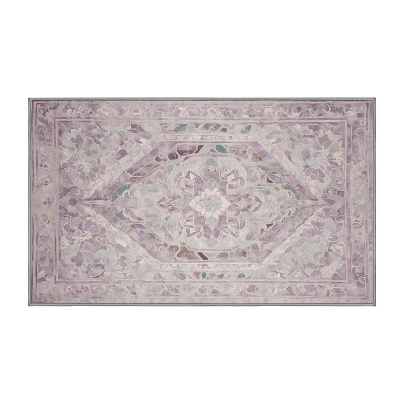 Machine Washable Gray Area Rug, Rectangle 5' x 8'