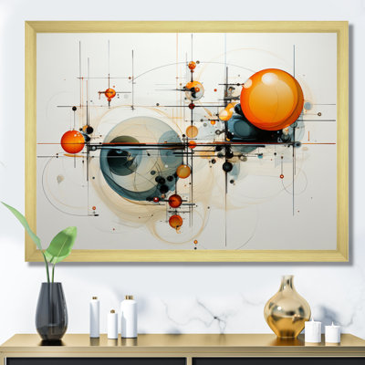 Janielle Teal Orange Line Art Conceptual Abstractions II sur toile