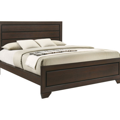 King Dark Panel Bed, Classic Form, Slatted Structure, Bedroom Key Piece Bed For King, With Structured , Details, Decorative