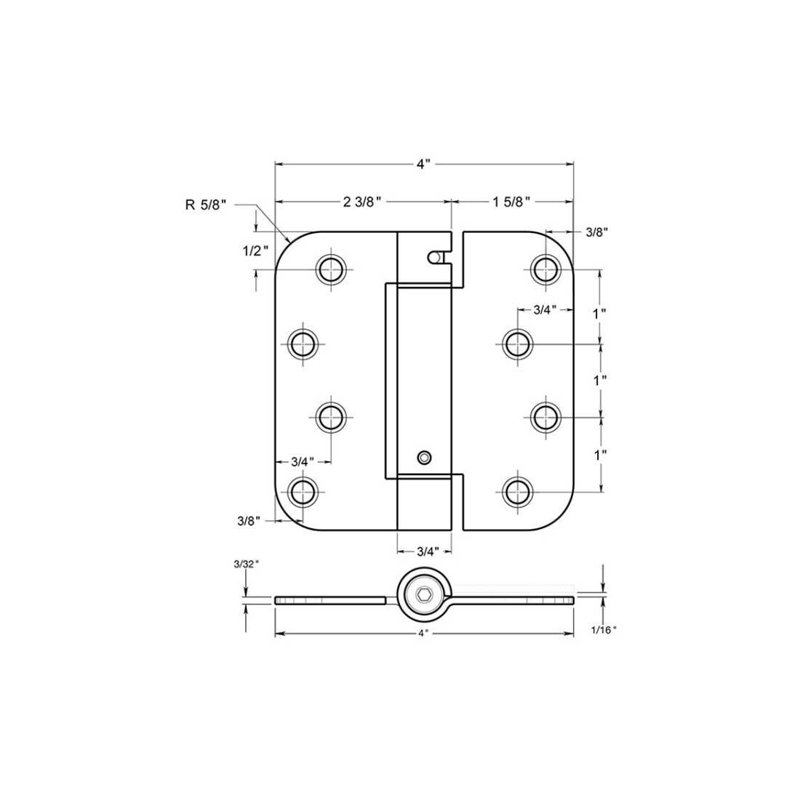 30'' x 30'' Steel Butt Bearing Hinge, Satin Nickel