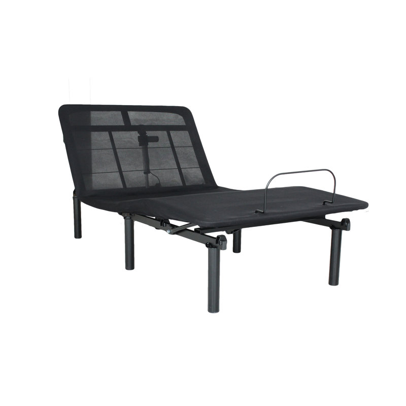 Base de lit motorisée, pliable en deux pour économiser de l'espace, acier, barre de retenue pour matelas, fonctionnement silencieux, silencieux, stable, réglable électrique noir antique - inclinaison de la tête et du pied réglable.
