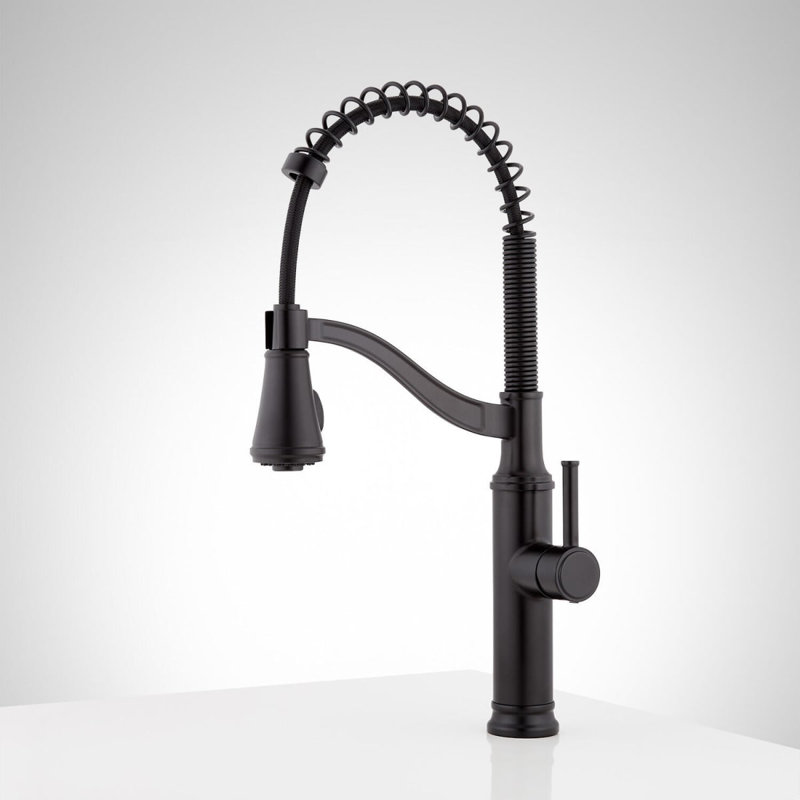 Robinet de cuisine à poignée simple avec accessoires Caribana, Noir mat