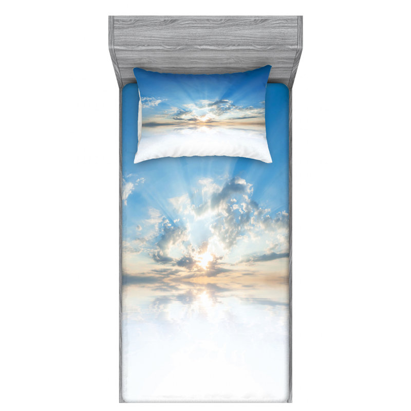 Clouds Microfiber Sheet Set, Twin Sheet Set with Fitted Sheet