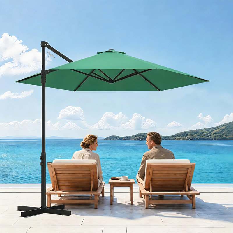 Parasol extérieur en porte-à-faux 9 pi résistant aux rayons UV 9 pi | Grand porte-à-faux avec abat-jour ventilé pour terrasse, cour et bord de piscine
"