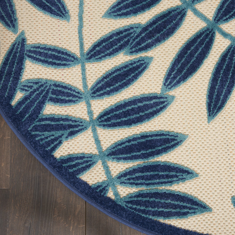 Tapis bleu marine intérieur / extérieur Eaglin, Rond 7 pi 10 po