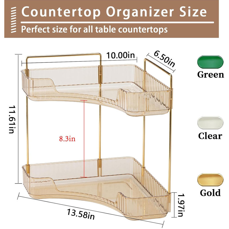 Makeup Storage Organizer Cosmetics Display Case With 2-Layer, Green