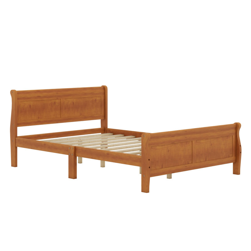 Lit plateforme en bois avec tête de lit, Lit double , Chêne