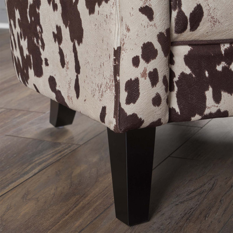 Fauteuil April-Leigh d'une largeur de 73,9 cm, Velours brun / blanc