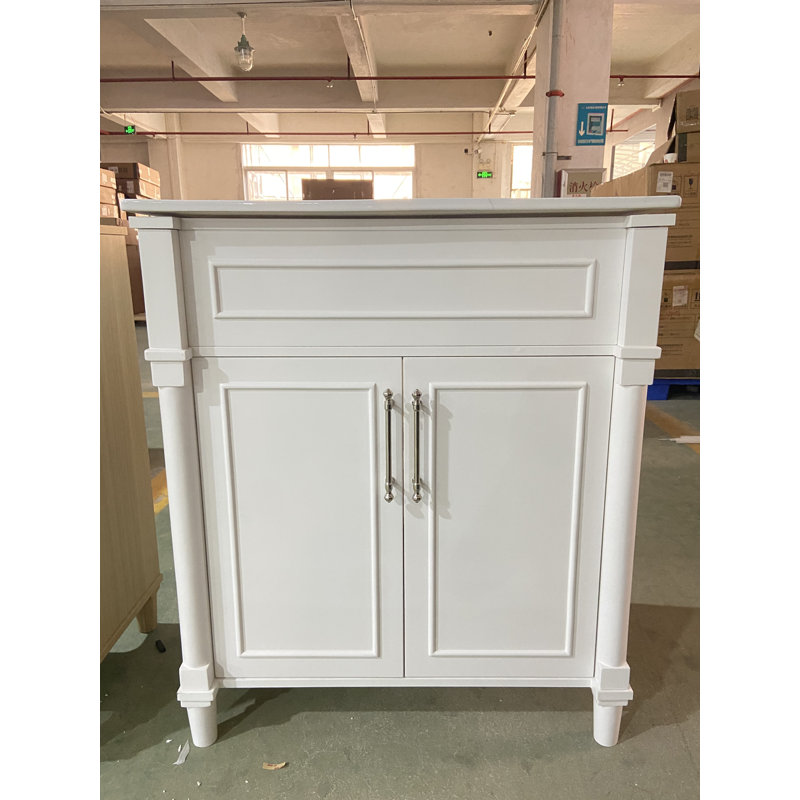 Meuble-lavabo noir 36 po avec lavabo blanc, White, L 29,02 po