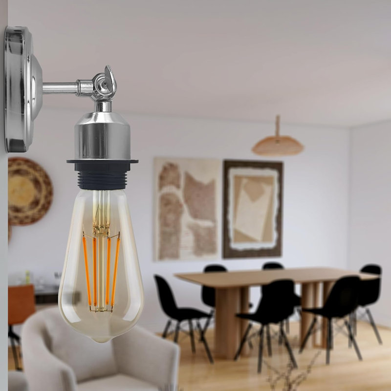 Boykin Adjustable Wall Sconce – Vintage Style Dimmable Light with Metal Shade by Breakwater Bay, No , Chrome