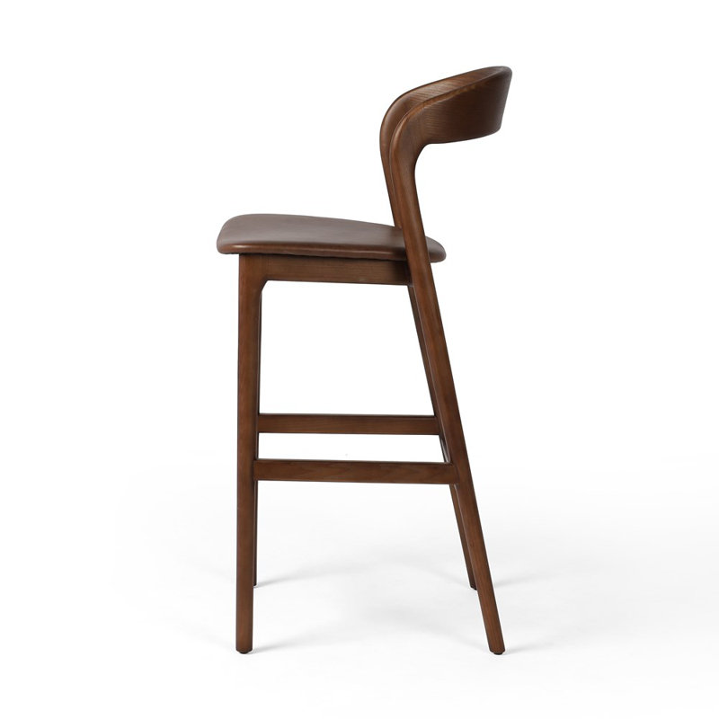 Kayla Leather Bar & Counter Stool, Bar Stool (30.5" Seat Height), Sonoma Coco Genuine Leather/Umber Ash