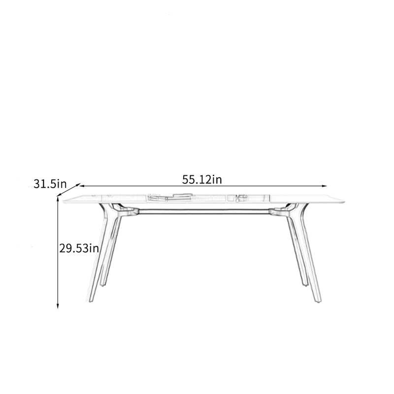 Table en pierre à texture naturelle avec espace spacieux., H 29,53 po x L 55,12 po x l 31,5 po