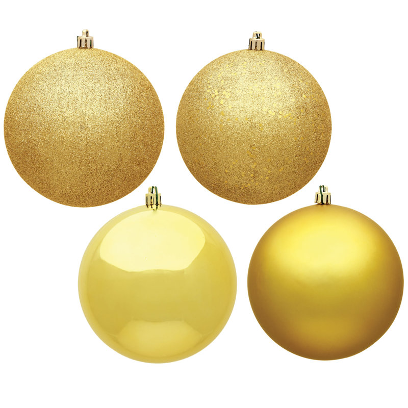 Honey Gold Shatterproof Plastic Ball Ornament Set, 1.6"