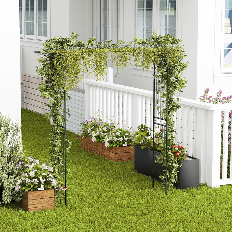 205cm W x 52cm D Metal Arbour, Dark Green