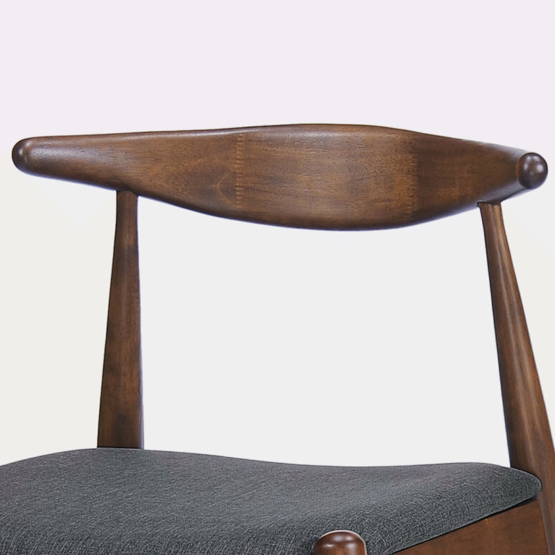 Ensemble de 2 chaises de salle à manger en bois d'hévéa avec dossier ergonomique et coussins de confort, noyer et gris anthracite (même référence: 59296.00F)