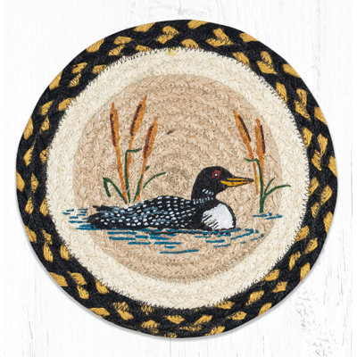  Loon & Cattail Cotton Round Trivet – Farmhouse Rustic Décor 10"x10"