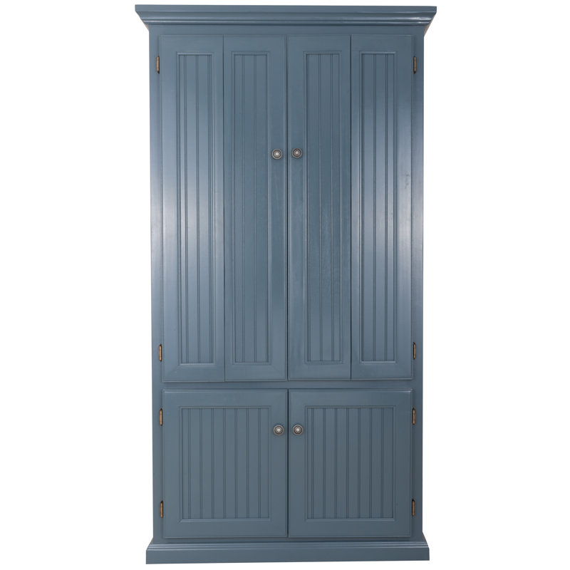 Neasa Solid Wood Base Armoire Desk, Smoky Blue