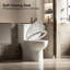 Toilette de 17 po de hauteur avec système 1,1 / 1,6, cuvette sans rebord, siège à fermeture en douceur, blanc brillant 006 pour salle de bain à double chasse moderne, lavabo, lustre doux