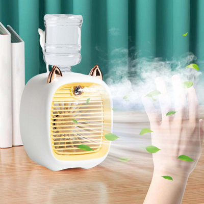 Kbndieu Water Conditioning Fan Mini Fan USB Fan Desktop Turbo Spray Humidification Cooler Portable Misting Fan Rechargeable