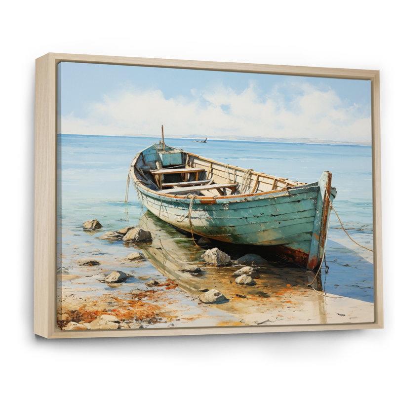 Boat Coastal Melody - Impressions encadrées, Cadre naturel flottant, H 30 po x l 40 po x P 1,5 po